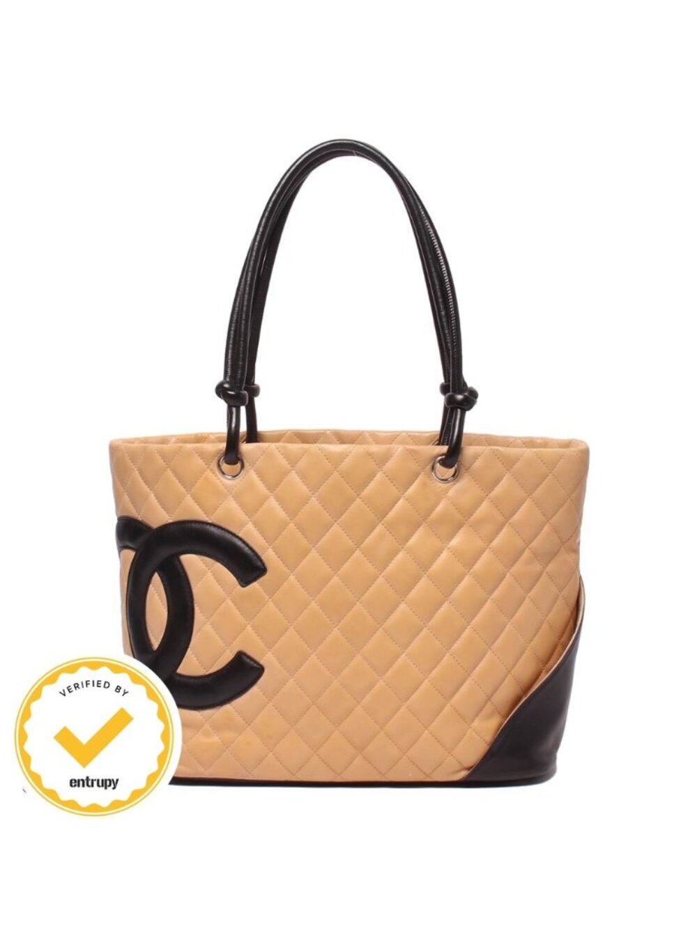 Chanel Tote Shoulder Bag Silver Cambon Line CC Logo Calfskin